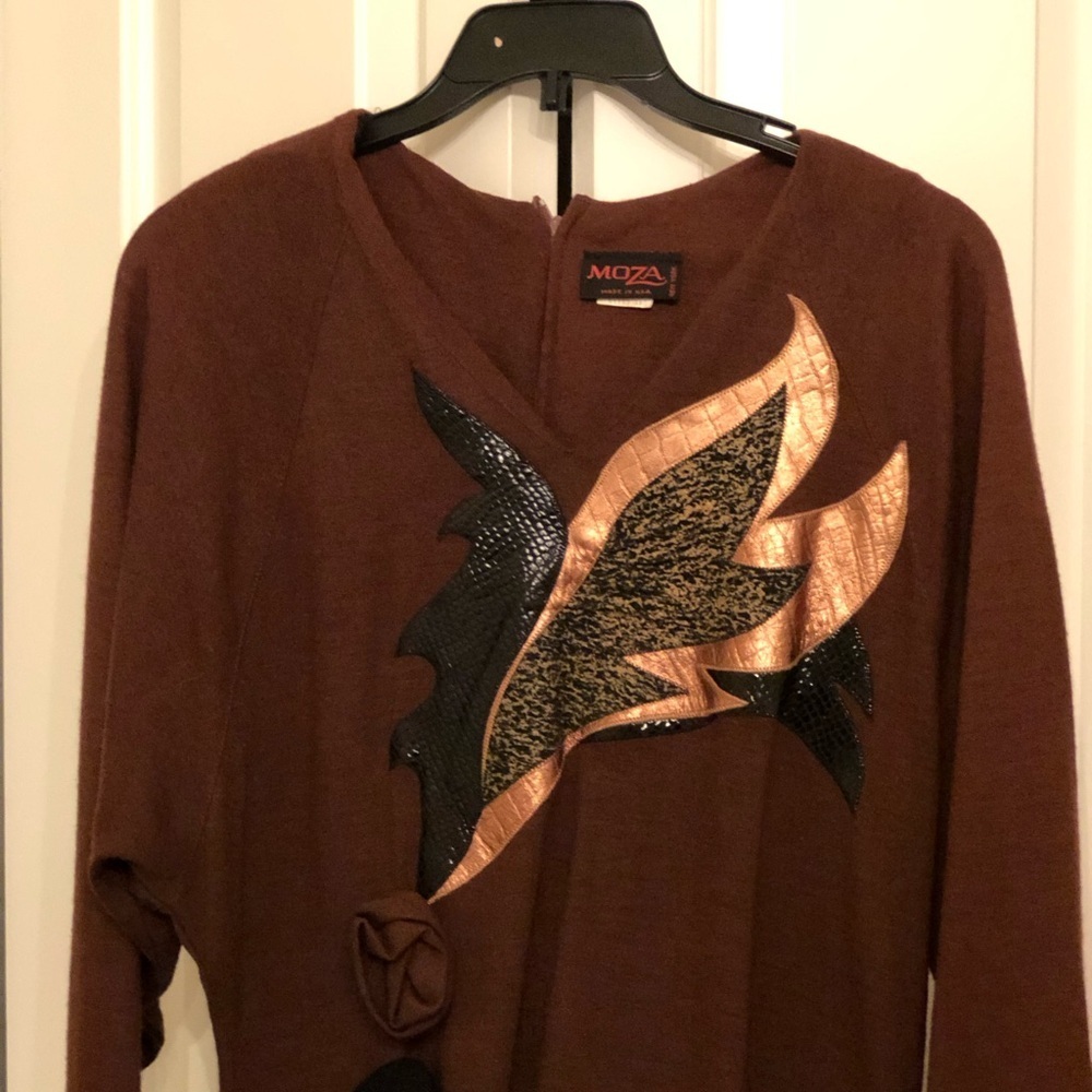 Moza Brown wool Long Sleeve Dress size M - Picture 4 of 10